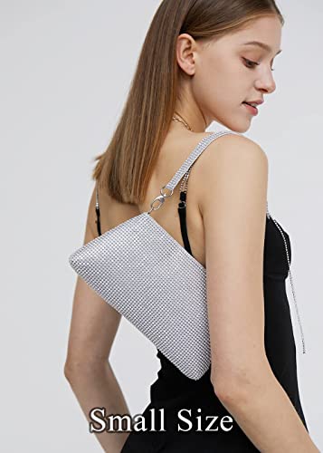 Yikoee Rhinestone Clutch Purses For Women Bling Evening Bag (Silver) #TOP1