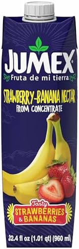 Jumex Strawberry Banana Nectar Juice - Made with Fresh Fruit Puree - Tropical Fruit Juice Concentrate for Smoothie Mix, Cocktail Mixers, Kids Drinks & Mexican Beverages - 32.4oz, 1 Pack Carton