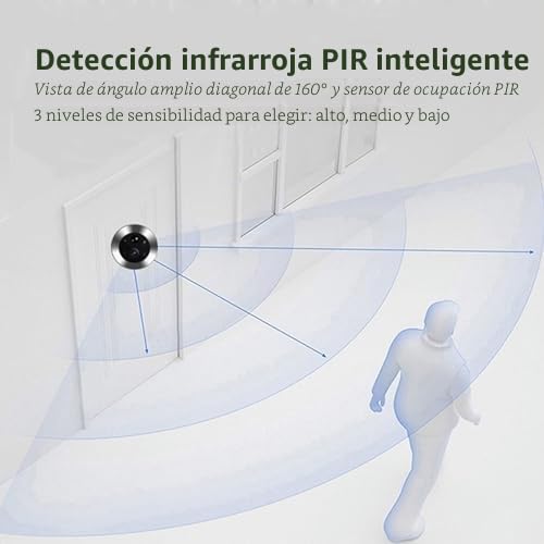 VBESTLIFE Timbre con Vídeo WiFi para Apartamento, Cámara de Mirilla con Pantalla LCD de 4,3, 3MP 1080P, Visión Nocturna, Detección de Movimiento, Visor de Puerta Digital con Vista de 160°