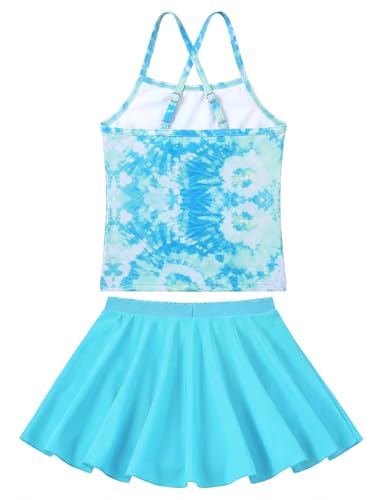 Image of Girls Bathing Suit with Skirt One Shoulder Ruffle Quick Dry Swimsuits Multicolor Sleeveless Swimwear