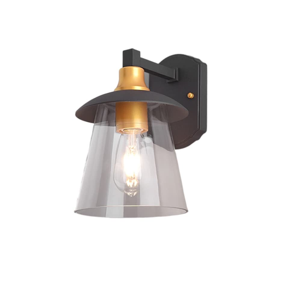 OZBMA Simple Aluminum Outdoor Wall Sconces with Tapered Clear Glass Shade Gate Light Ip55 Waterproof Lanterns for Patio Aisle Corridor Balcony Lighting Fixtures