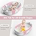 Collapsible Baby Bathtub for Newborn to Toddler 0-36 Months,Spacious Foldable Infant Bath Tub with Thermometer,Cushion & Drain Hole,Portable Travel Tub, Baby Shower Gift Pink