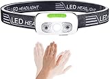 ☀ IPX6 WASSERDICHT & LEICHTGEWICHT: Die Stirnlampe ist IPX6 wasserdichte, Mach dir keine Sorgen über regnerische Tage im Freien. Der LED Kopflampen ist kompakt, wiegt nur 42g, kann in Ihre Tasche, Handtasche oder Werkzeugkiste gesteckt werden.