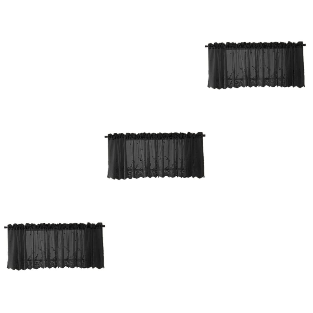Rideau dentelle style moderne noir pour fenêtre lot de 3 pièces