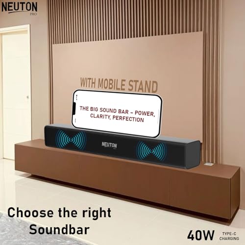 Image of NEUTON X BAR Wireless Bluetooth Soundbar, 40W RMS, Dual (52mm Driver & Passive Radiator), up to 4 Hours Playback, Built in Battery, BTv5.1 | USB | mSD | AUX
