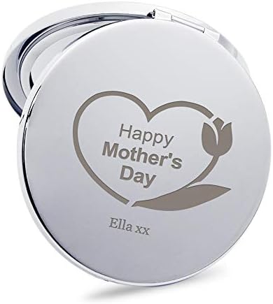 EDSG Personalised Mothers Day Compact Mirror Laser Engraved Mirror for Women Customized Gift for Her, MumGirl, Bridesmaid, Friend on Birthday, Wedding, Anniversary, Mother's Day (Any Text)