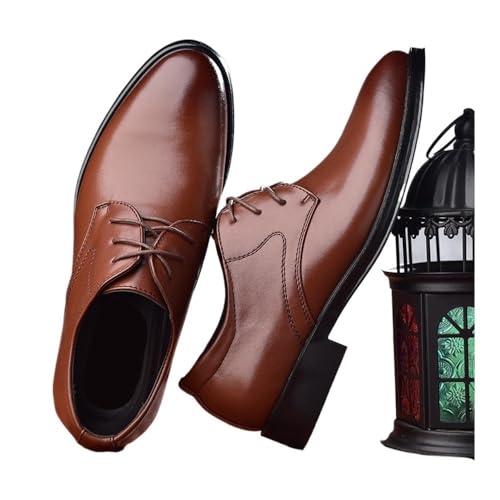 Men's Leather Shoes Business Shoes lace-up Versatile Casual Shoes Oxfords(Brown,47)4