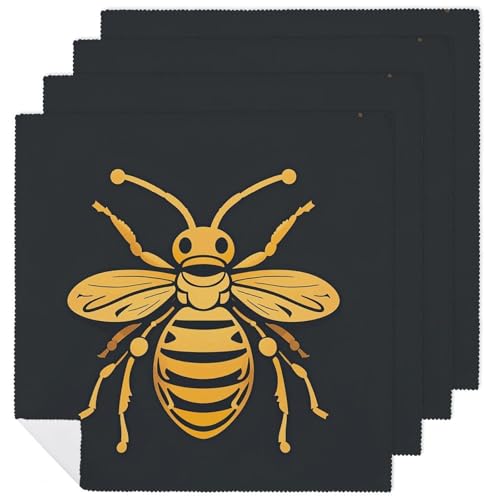 Servilletas de Tela Floral con Abeja Dorada, 6 Uds miniatura 1