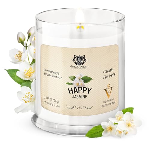 Pet Odor Eliminator Candle Happy Jasmine Scented Candle, Calming Candles