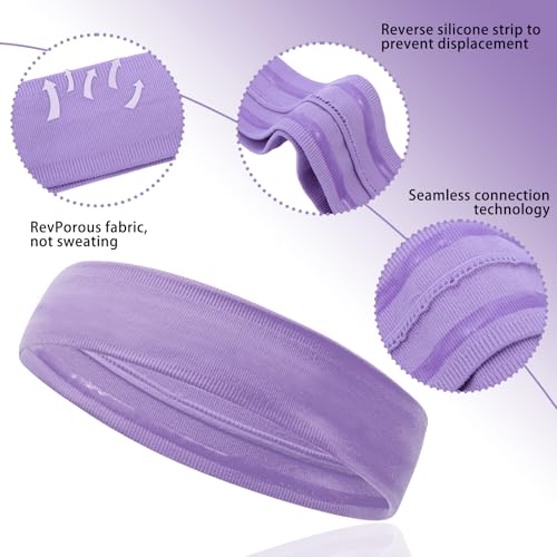 Image of Workout Headbands Non Slip Headband Sport Headbands Sweatbands Elastic Sport Hair Bands for Sports Travel Indoor Fitness Gym