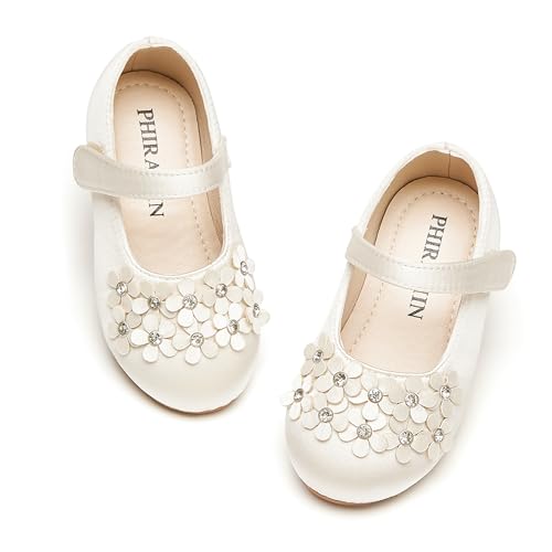 Image of PHIRAMIN Toddler Flower Girl Glitter Dress Shoes Little Girl Ballet Flats Bow Wedding Party