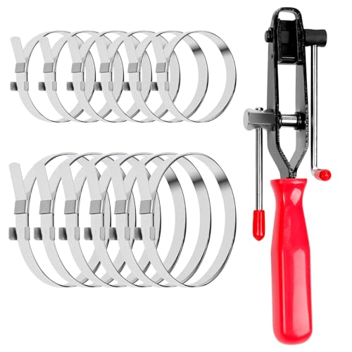 Glarks 13pcs Auto CV Joint Boot Clamp Pliers with CV Boot Clamps Kit, 12pcs 45-80mm 45-170mm No Hole Type CV Joint Axle Boots Clamp and 1pcs CV Clamps Tool Car Banding Tools