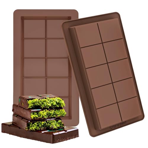 XIZIX Chocolate Bar Mold 2 Pack, Non-Stick Deep Dubai Chocolate Bar Molds, Silicone, Rectangular...