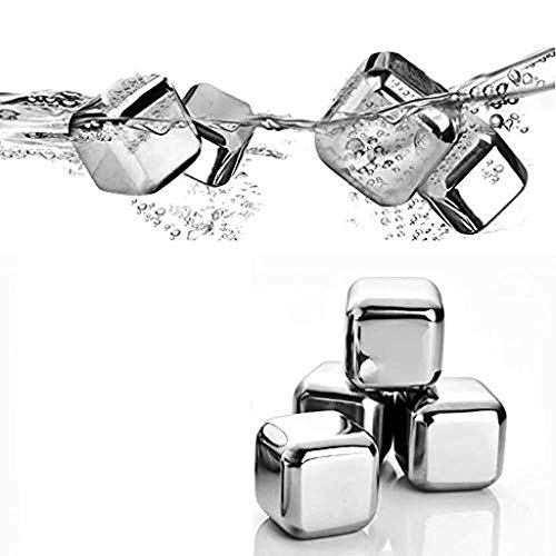 Image of Anything & Everything Stainless Steel Ice Cubes (Pack of 4),Whiskey Stones, Reusable Chilling Stones with Tongs for Whiskey Wine, Vodka, Liqueurs, White Wine, Beer, Stainless Steel ice Cubes