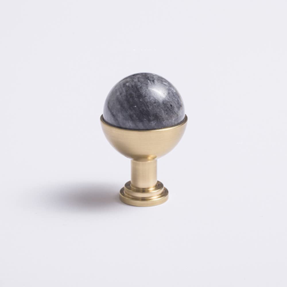 Poignées de porte de placard en marbre laiton et bouton de commode gris