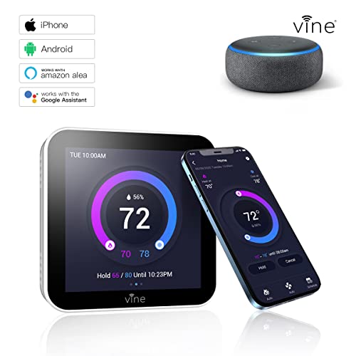Vine 4 Inches Full Touch Screen Tj-560 Programmable Smart Wi-Fi Thermostat For Home With App Control, Energy Saving, Easy Installation, Compatible With Alexa And Google Assistant, White #TOP1