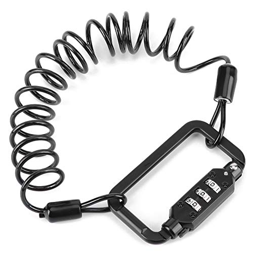 Qiilu オートバイ + オートバイ スクーター用格納式ケーブル ヘルメット ロック バイク ヘルメット ロック 伸縮ケーブル 盗難防止 3 桁のパスワード + 軽量デザイン + スポーツ & アウトドア