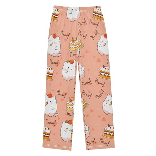 Cats and Cake Boys Pants Boys Athletic Pants Long Pant for Boywith Pockets Wide-Leg Size 6-14Y