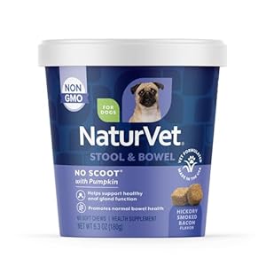NaturVet – No Scoot for Dogs – 60 Soft Chews – Plus Pumpkin – Supports Healthy Anal Gland & Bowel Function – Enhanced with Beet Pulp & Psyllium Husk