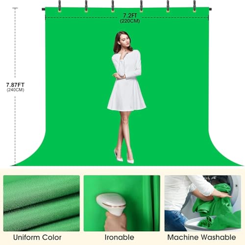 Fondo verde con soporte ajustable 8x7.2 ft kit completo miniatura 3