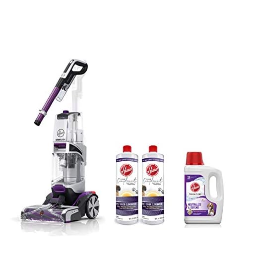 Hoover FH53000PC SmartWash Pet Automatic Carpet Cleaner Machine, Purple & AH30925 Paws & Claws Deep Cleaning Shampoo, 64oz, White & Odor Eliminator Carpet Cleaning Booster, 16 oz, Pack of 2, White