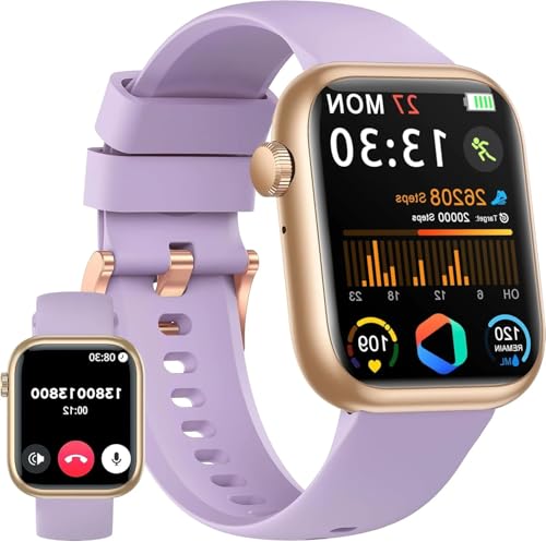Csasan Reloj Inteligente Hombre Mujer, Pulsera Actividad, Smartwatch con Llamadas Bluetooth, Podómetro/Pulsómetro/Monitor de Sueño, Impermeable IP68 para Android iOS, Morado