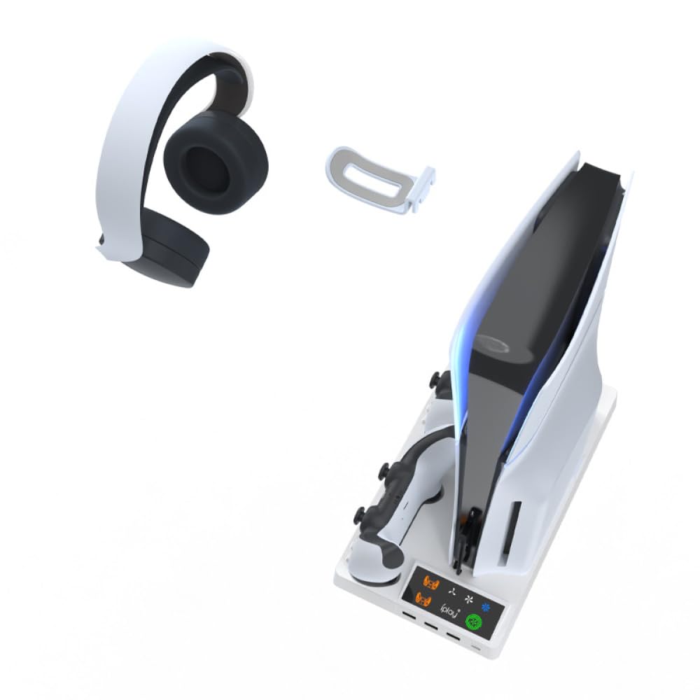Supporto verticale di raffreddamento per console PS5 Pro, base di raffreddamento per controller PS5, base sottile per console di gioco, staffa di ricarica con gancio per cuffie, accessori (nero)