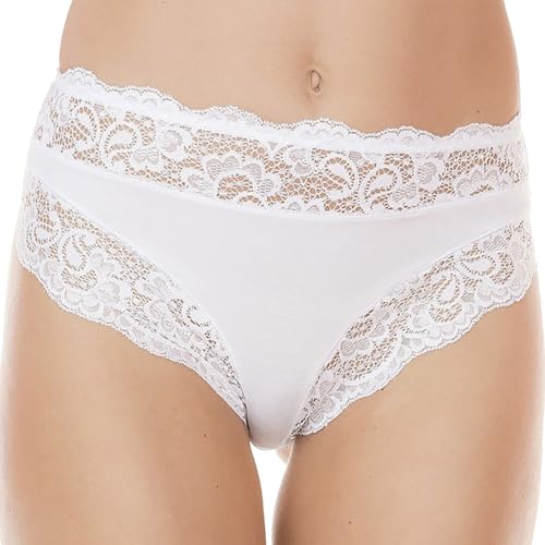 Slip midi en coton modal de fabrication italienne avec finitions dentelle fine pour femme
