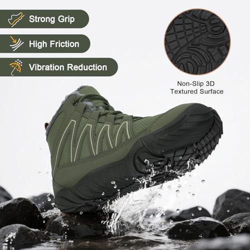 Winter Footwear Barefoot Shoes Women Men Zero Drop Barefoot Hiking Boots Slip On Warm Waterproof Snow Boot Minimalist Wide Toe Ankle Booties Five Finger Hike Shoes Outdoor - Image 3