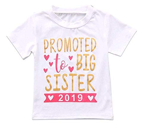 2018 Baby Girl Clothes Outfit Big Sister Letter Print T-Shirt Top Blouse Shirts (White02, 2-3 Years)