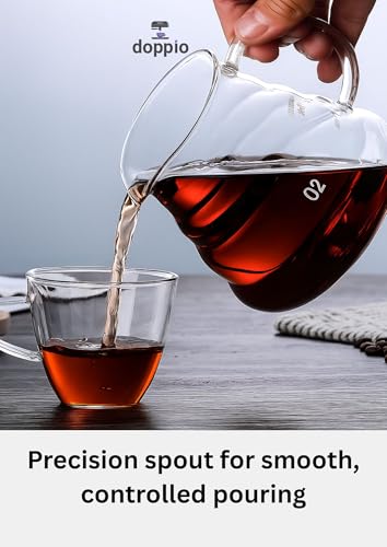 Image of DOPPIO Glass Coffee Server 600ml for Pour over and Drip Coffee Maker - Premium Borosilicate Carafe with Heat Resistant Design