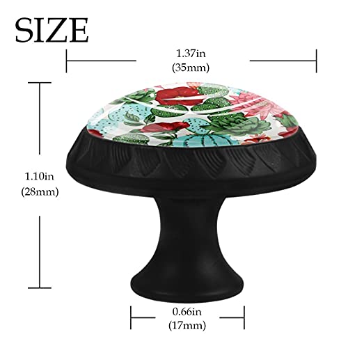Boutons de tiroir cactus ronds de 35 mm au motif végétal pour commode