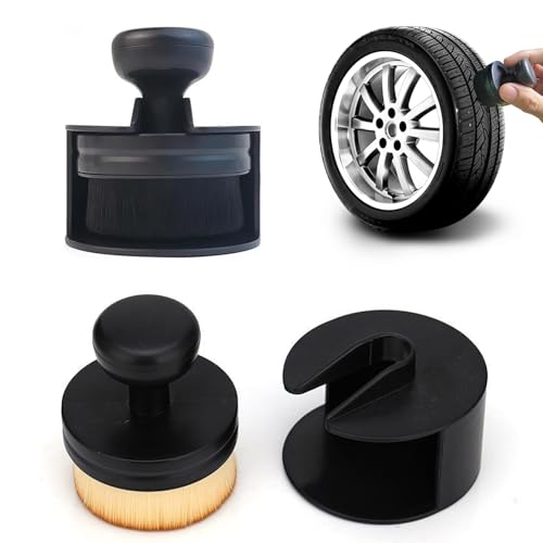 Megcdtr Auto Tyre Cleaning Brush, 2 PCS Car Tire Shine Brush with Stand Cover, Tyre Dressing Applicator Car Interior Cleaning Brush for Auto Detail Vents Dash Trim Seats Interior Emblems Wheels