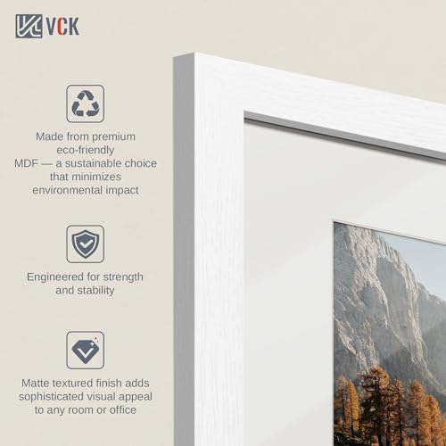 Image of VCK 24x36 Poster Frame 5 Pack, White Wood, 20x30 Mat, for Gallery Wall