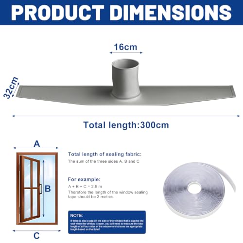 Junta de ventanas para aire acondicionado móvil de 16 cm de diámetro y climatizadores basculantes 2
