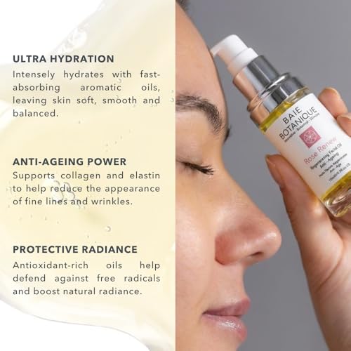 Baie Botanique Anti-Ageing Facial Oil 15ml - Rose Absolute, Camelia, Borage, Evening Primrose, Abyssinian & Amla Oil - 100% Natural, 90% Organic