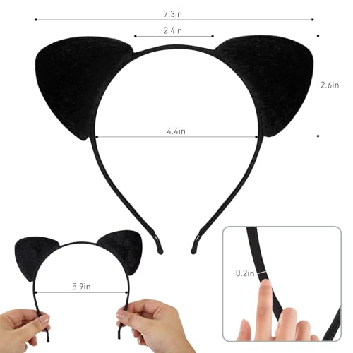 Image of FANYITY Plush Black Cat Ears Headband for Women,Perfect Addition to Catwoman Costumes and Halloween Outfits(Black Cat Ears)