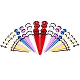 【Ear taper kit Pack of 36 Pieces】 18 Stück Acryl Kegel 14G-00G, 18 Stück Acryl Stopfen 14G-00G. Wir bieten verschiedene Modelle und Stile von Ohrverlängerungen und Ohrentunneln an, so dass Sie sich keine Sorgen machen müssen, Ihr Ohr zu erweitern. Es gibt auch viele Farben, aus denen Sie wählen können.