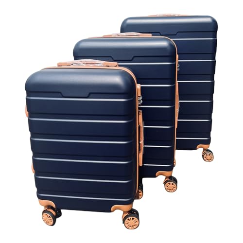 3 Pcs Luggage Sets, Expandable ABS Hardside Luggage Sets, Spinner Luggage with Wheel and TSA Lock, Suitcase Set Durable Lightweight Scratch-Resistant, Mens Luggage Dark Blue 3pcs