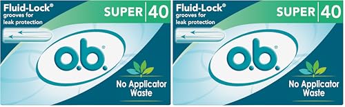 Image of o.b. Tampons, Non-Applicator, Super, Unscented | 40 Count | Pack of 2