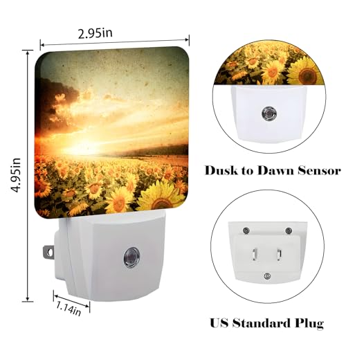 Image of Sunflower Field at Sunset Night Light,Plug Into Wall Decor for Stairway,Hallway,Kitchen,Dusk to Dawn Sensor Nightlights for Boys /Girls /Women /Men Room Gifts