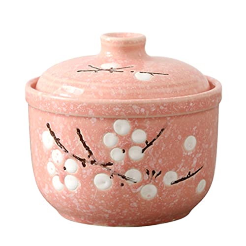 Rosarivae Pequeno pote de guisado de cerâmica com tampa tigela de sopa ovo sobremesas copo fumegante