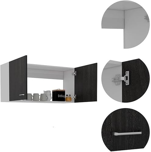 Miniatura 5 de BOWERY HILL Gabinete de pared de madera de ingeniería moderna en espresso/blanco