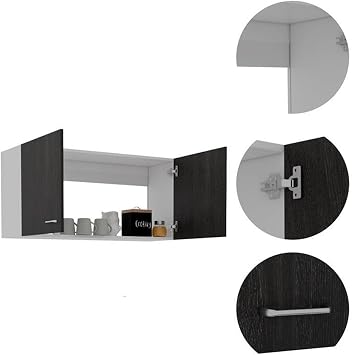 Tuhome Napoles 39 W Double Door Wall Cabinet with Spacious Interior, Two-Tone Finish, Ideal for Kitchen, Office, Bathroom, or Garage Storage
