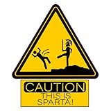 Caution This is Sparta Sticker Decals, Laptop, Home Decoration, Car, Truck, Funny, Tumblr, Motorcycle Helmet, Bumper Sticker, Made in The U.S.A.