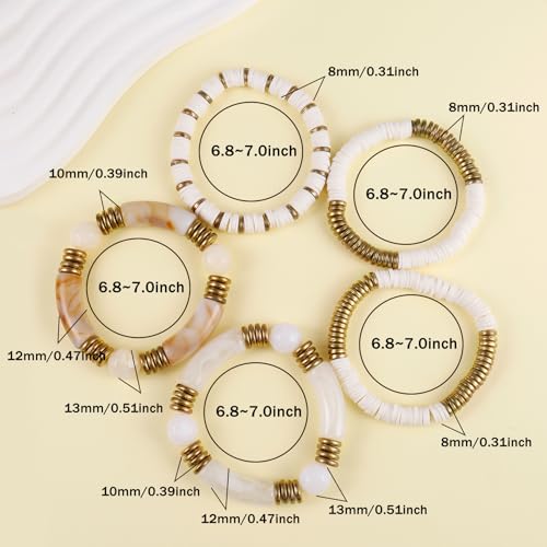 Bamboo Tube Bangles Bracelet Curved Stacking Clear Acrylic Colorful Beads Stretchable Friendship Gold Bracelets Gifts For Bestfriends, Couple, Family Members, Siblings, mother, Lover2