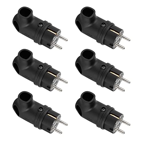 Winkel-Stecker 230V/16A, OHNE Kabel, Maximaler Kabelquerschnitt 2,5 mm², IP20 für den Innenbereich geeignet, schwarz - 6 Stück Cover