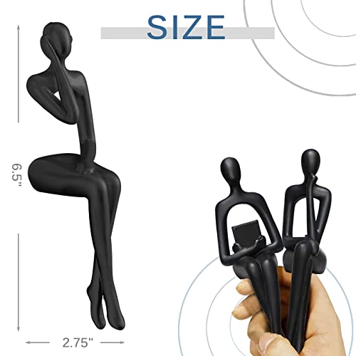 Pwbslai 3Pcs Modern Decor Sitting Thinker Abstract Art Sculpture, Collectible Resin Statue, Figurines Accent Home Decor For Office Desktop Decor (Black) #TOP1