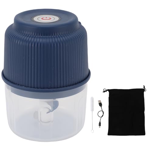 Grinder de picador de ajo eléctrico de 260 ml, Chopper de verduras portátiles con potente bloqueo de seguridad para motor Mincer fácil de ajo limpio para la cocina al aire libre (Blue)
