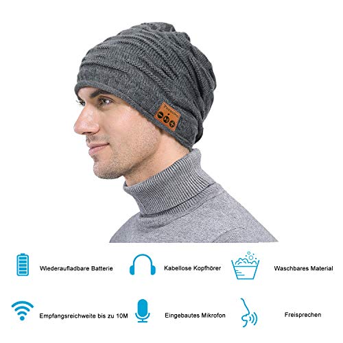 Tectri | Bluetooth Beanie Strickmütze mit eingebauten Wireless Kopfhörern - 2